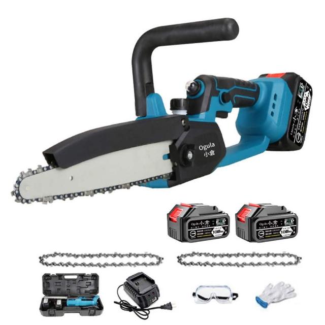 【Ogula 小倉】10寸無刷電鏈鋸 鏈鋸機 10寸無刷免安裝（十節兩電）兩鏈+快充(電動鋸子/油壺鏈鋸/免安裝)