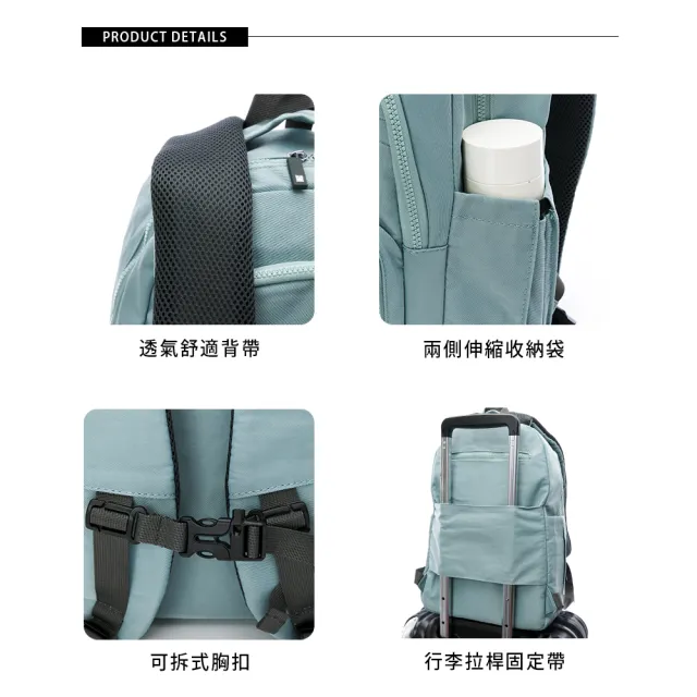 【金安德森】輕甜旅程 多功能隔層大款後背包(淺湖藍)