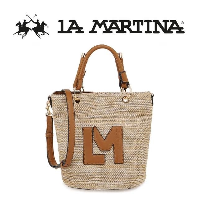 【LA MARTINA】義大利原裝進口 頂級編織手提包肩背包 1786T(琥珀色)