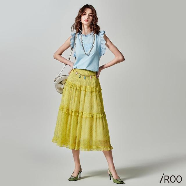 【iROO】飄逸淡藍點點長裙