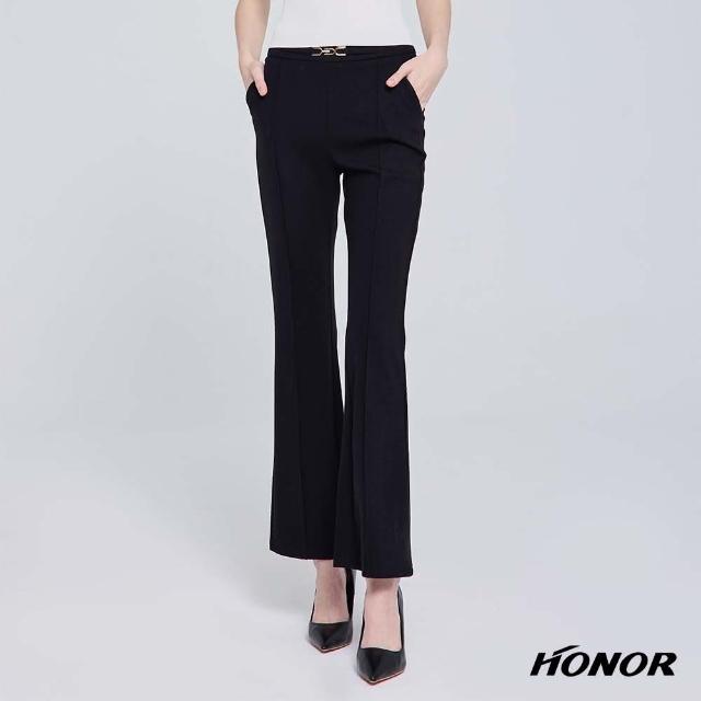 【HONOR 山形屋】雙排釦飾修身壓線口袋長褲-黑/粉