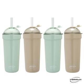 【THERMOcafe凱菲】買1送1 不鏽鋼真空吸管保溫杯珍奶杯900ml(TCBT-900)