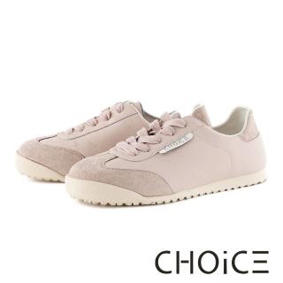 【CHOiCE】復古異材質休閒撞色綁帶德訓薄底鞋(粉紅)