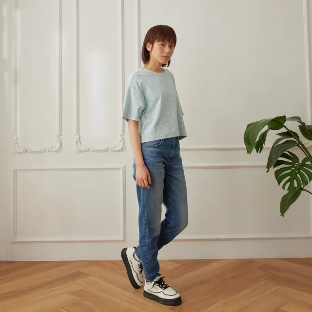 【Lee】女裝 牛仔褲 / 涼感 413 高腰標準小直筒 九分褲 中藍洗水 JADE::AIR系列(LB517047930)