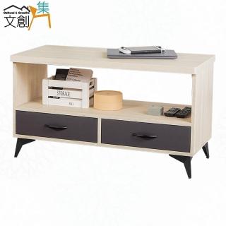 【文創集】米雅雙色3.3尺二抽大茶几