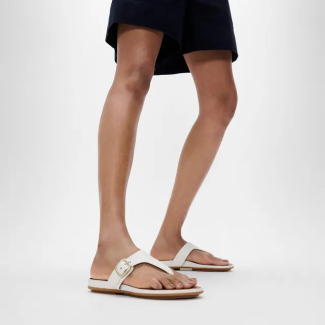 【FitFlop】GRACIE 扣環皮革夾腳涼鞋-女(二色)