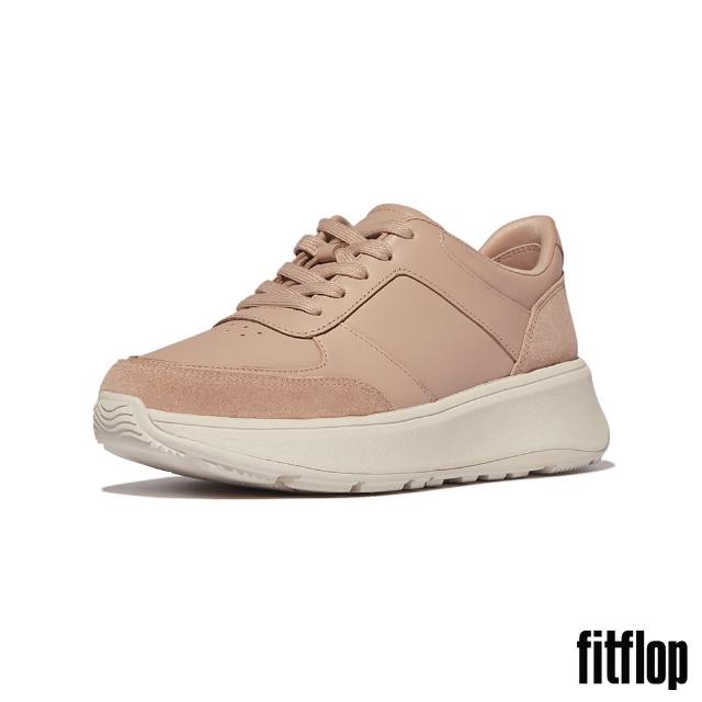 【FitFlop】F-MODE 皮革/麂皮厚底休閒鞋-女(古典米色)