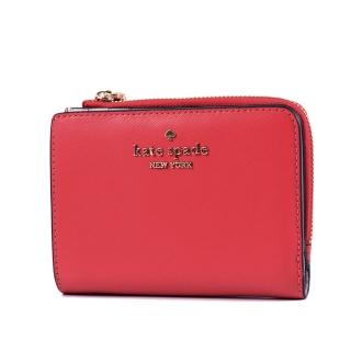 【KATE SPADE】Madison L型拉鍊袋防刮釦式短夾-紅色