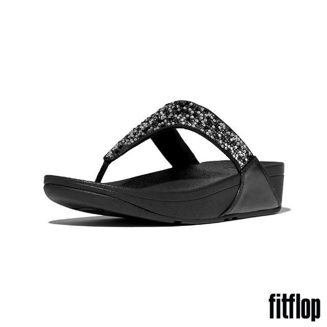 【FitFlop】LULU 水鑽混合夾腳涼鞋-女(靚黑色)