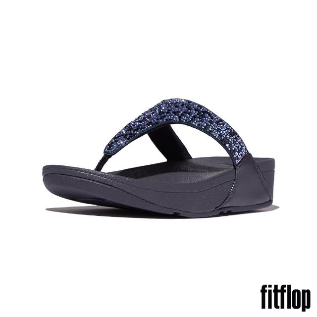 【FitFlop】LULU 水鑽混合夾腳涼鞋-女(午夜藍)