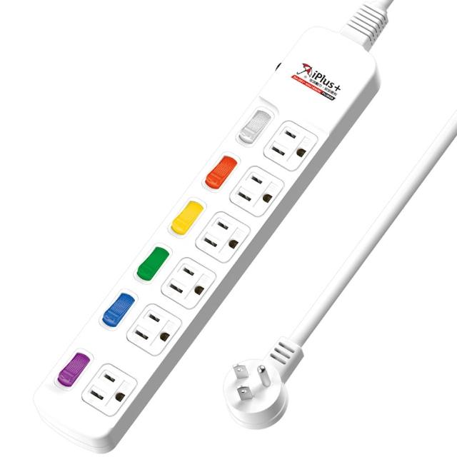 【iPlus+ 保護傘】6開6插扁插3P延長線1.2m(台灣製)