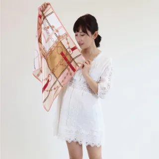 【BANNIES】法式蠶絲方巾｜金鍊巴洛克(親膚 蠶絲 領巾 絲巾)