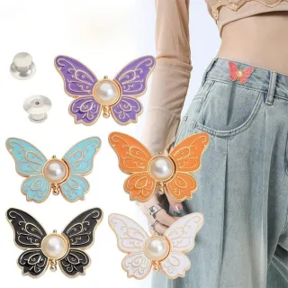 【Dagebeno荷生活】褲腰收緊免錠免縫可拆收腰扣 便捷使用免改褲珍珠蝴蝶腰扣(2入)