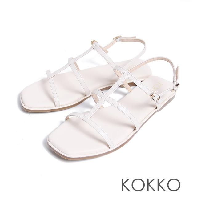 【KOKKO】慵懶鬆弛感羅馬平底涼鞋(白色)