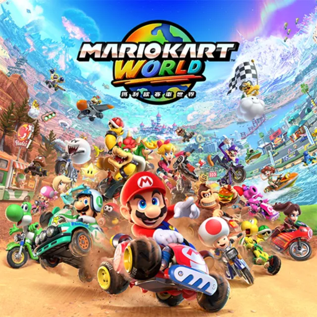 【Nintendo 任天堂】Switch 2 主機+《瑪利歐賽車世界》+《原廠 NS2 賽車手把方向盤》+《9H鋼化貼》