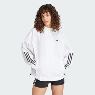 【adidas 愛迪達】外套 女 運動連帽外套 風衣外套 亞規 HYGLM WINDB 白黑 IS8042