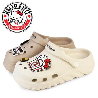【HELLO KITTY】凱蒂貓 洞洞鞋 雨鞋 布希鞋 防水鞋 穆勒鞋 涼拖鞋 輕量 厚底 臺灣製(卡其、白色)