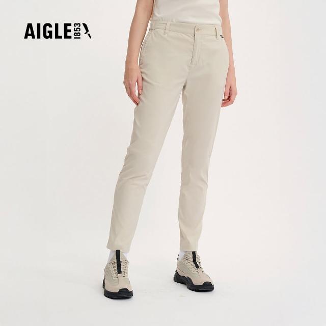 【AIGLE】女 抗UV快乾彈性長褲｜AG-4P226A138 淺卡其(防曬 快乾 女長褲 彈性長褲)