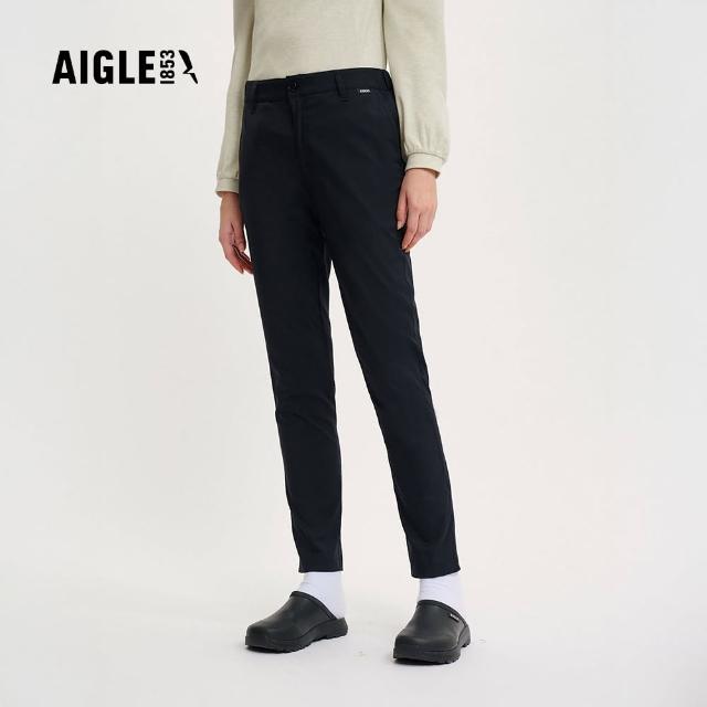 【AIGLE】女 抗UV快乾彈性長褲｜AG-4P226A100 黑色(防曬 快乾 女長褲 彈性長褲)