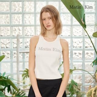 【MATIN KIM】官方旗艦 復古疊影LOGO無袖上衣(白色)