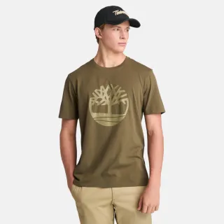【Timberland官方旗艦】男款綠色LOGO短袖T恤(A6281AR5)