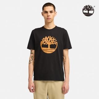 【Timberland官方旗艦】男款黑色LOGO短袖T恤(A6281P56)