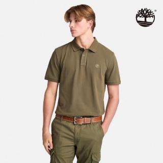 【Timberland官方旗艦】男款綠色休閒短袖Polo衫(A24H2AR5)