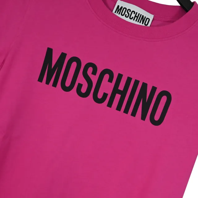 【MOSCHINO】簡約品牌英文LOGO字樣夏日風格棉質短T恤(桃)