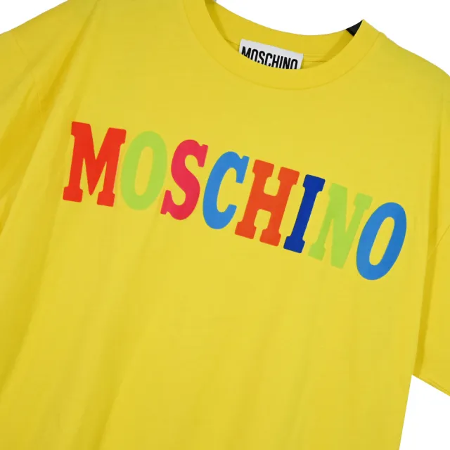 【MOSCHINO】簡約品牌英文LOGO字樣夏日風格棉質短T恤(黃)