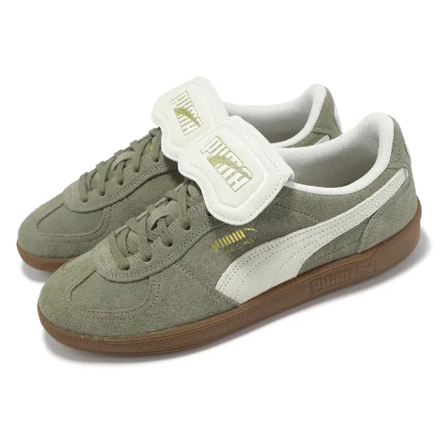 【PUMA】休閒鞋 Palermo Premium Suede 男鞋 女鞋 綠 米白 翻鞋舌 麂皮 德訓鞋(402350-02)