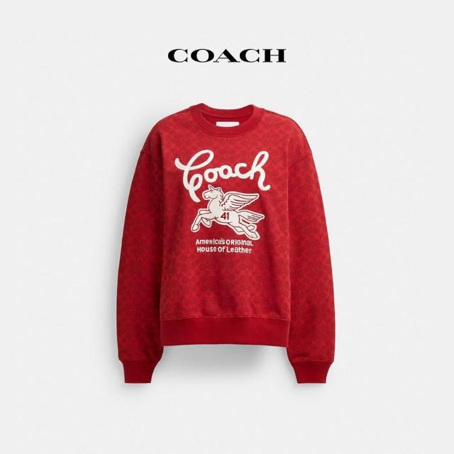 【COACH】蔻馳官方直營 PEGASUS經典Logo圖案休閒上衣-紅色經典Logo(CX314)