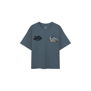 【GIORDANO 佐丹奴】童裝印花短袖上衣 露營插畫系列(28 海王星藍)