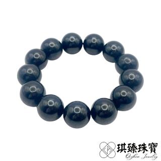 【琪臻珠寶】天然墨翠開運辟邪圓珠手串手珠(圓珠15mm 天然A貨翡翠 母親節禮物)