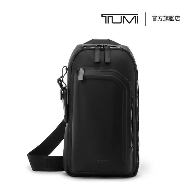 【TUMI】Harrison Gregory 休閒通勤皮革單肩背包 - 亮黑(TUMI 官方旗艦店)