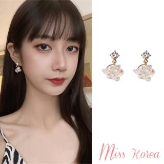 【MISS KOREA】韓國設計浪漫水晶珍珠美鑽串串夾式耳環(無耳洞耳環 耳夾 夾式耳環 水晶耳環 珍珠耳環)