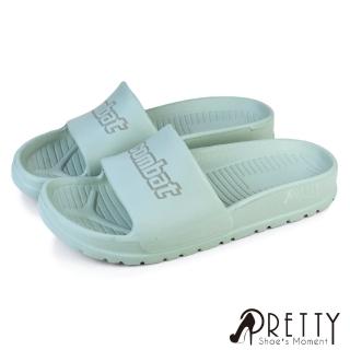 【Pretty】男女 女大尺碼 防水拖鞋 平底 雨鞋 輕量 寬版 一體成型 臺灣製(綠色/23~28)