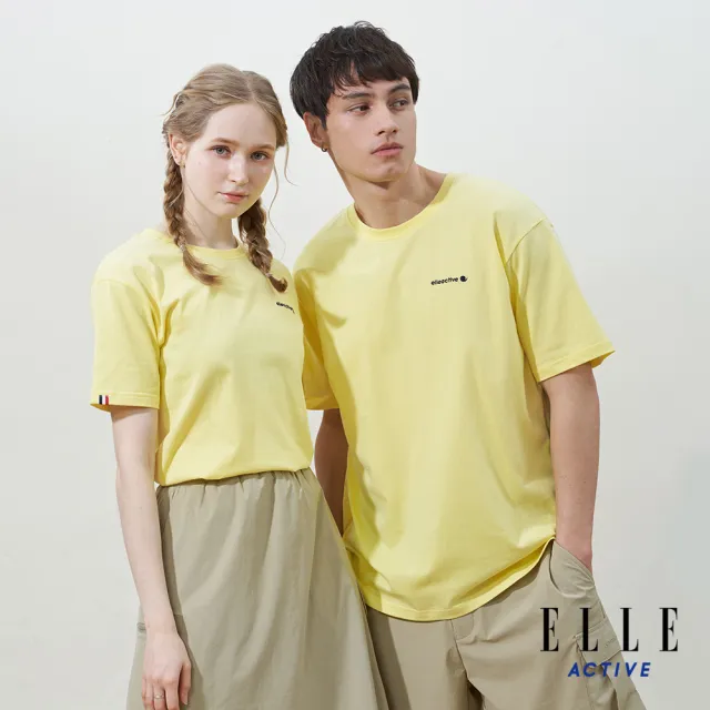 【ELLE ACTIVE】女款 印花logo寬版圓領短袖T恤-黃色(EA25S2F1610-54)