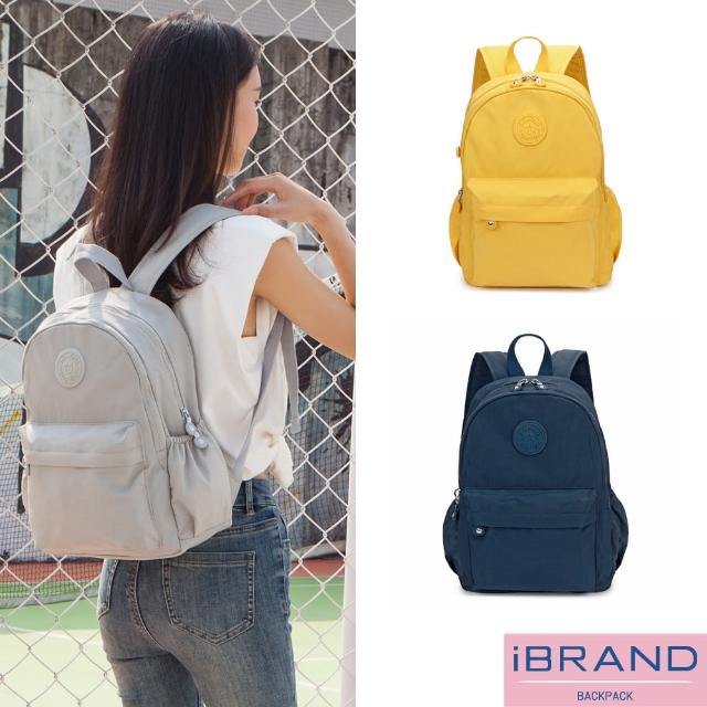 【iBrand】母親節禮物 輕盈防潑水雙層口袋尼龍後背包(多色任選)