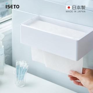 【ISETO 伊勢藤】日製磁吸壁掛/桌上兩用寬形下降式沉蓋面紙盒(沉蓋面紙盒/紙巾盒/衛生紙盒/面紙架/餐巾盒)