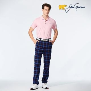 【Jack Nicklaus 金熊】GOLF男款格狀休閒長褲(藍色)