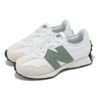 【NEW BALANCE】休閒鞋 327 中童 寬楦 白 綠 透氣 緩衝 魔鬼氈 小朋友 運動鞋 NB(PH327SJ-W)