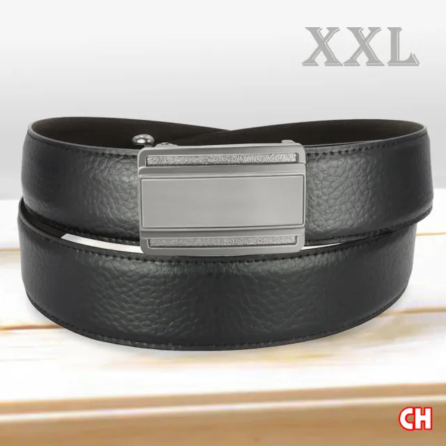 【CH-BELT 銓丞皮帶】男加長皮帶 內穿式自動扣 免打孔 男皮帶腰帶(黑XXL)