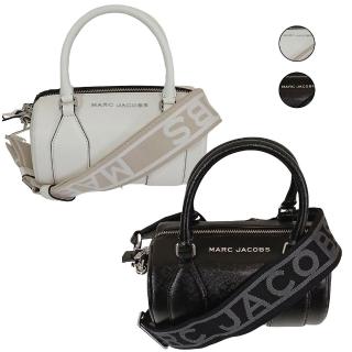 【MARC JACOBS 馬克賈伯】MJ 新款 防刮圓筒斜揹包寬背帶(專櫃款黑色/白色 送禮)