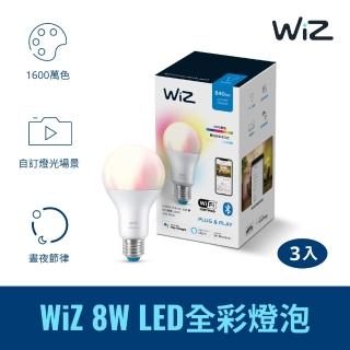 【Philips 飛利浦】Wi-Fi WiZ 智慧照明 超值組 全綵燈泡 3入裝(PW04N)