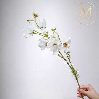 【Floral M】初戀少女白色波斯菊仿真花花材（3入組）(人造花/塑膠花/假花/裝飾花)