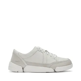 【Clarks】女鞋 三瓣鞋2.0 Trigenic2 Nova異材質拼接設計輕盈寬楦休閒鞋 小白鞋(CLF81158C)