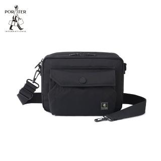 【PORTER INTERNATIONAL】精粹休閒LAPSE雙層斜揹包(黑)