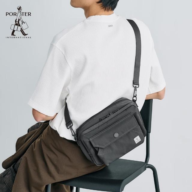 【PORTER INTERNATIONAL】精粹休閒LAPSE雙層斜背包(灰)