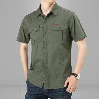 【巴黎精品】現貨出清 不退換 軍裝襯衫短袖上衣(夏季工裝舒適休閒薄款男襯衫a1fa3)