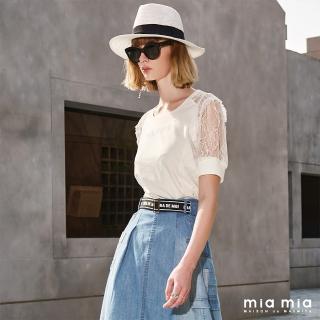 【mia mia】蕾絲剪裁圓領上衣